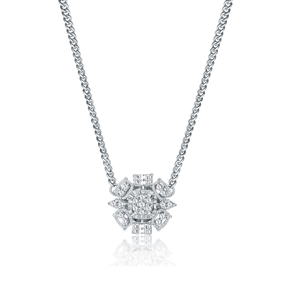 18K White gold Diamond Necklace - E-H046PS