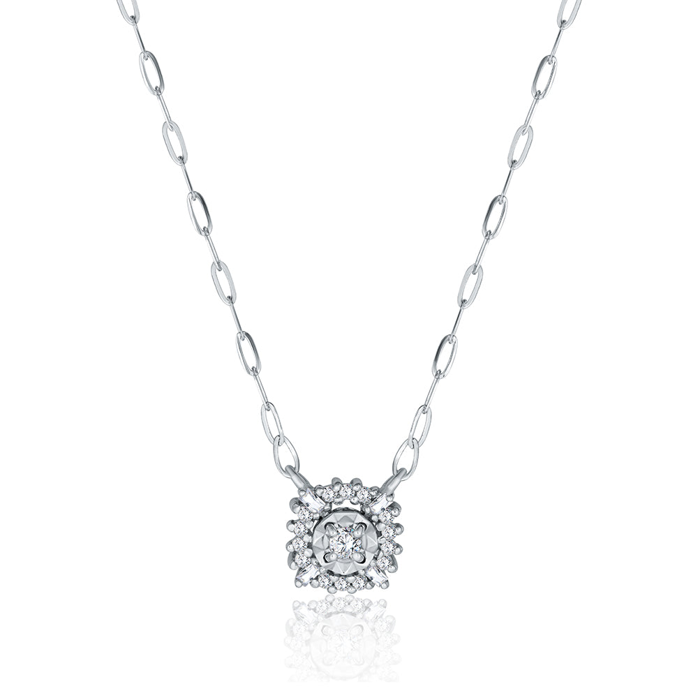 18K White gold Diamond Necklace - E-H047PSM