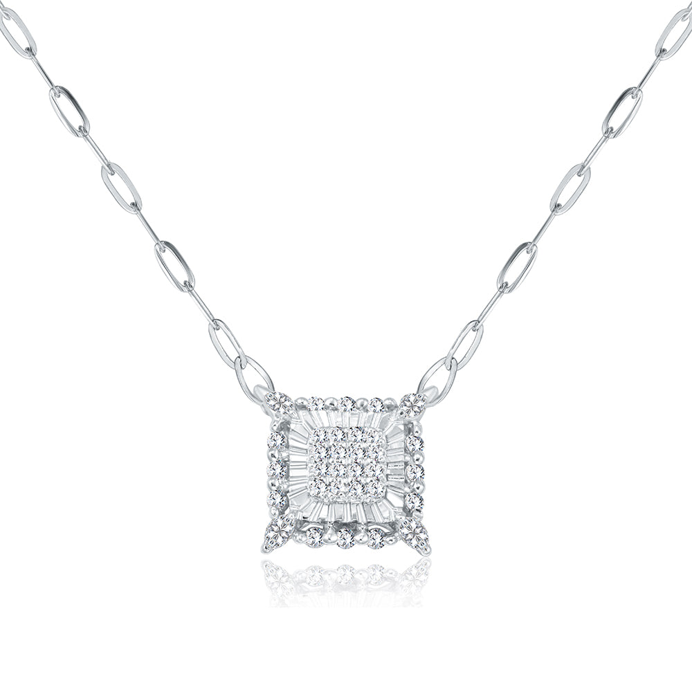 18K White gold Diamond Necklace - E-H048PS