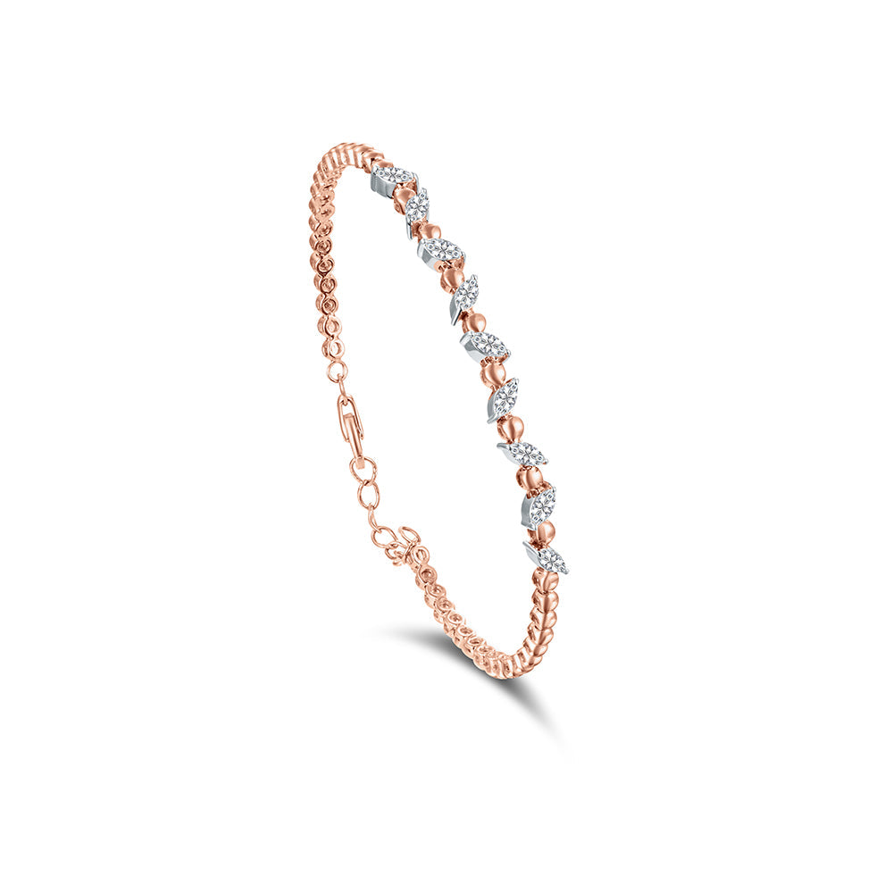 18K Rose gold Diamond Bangle - HB246