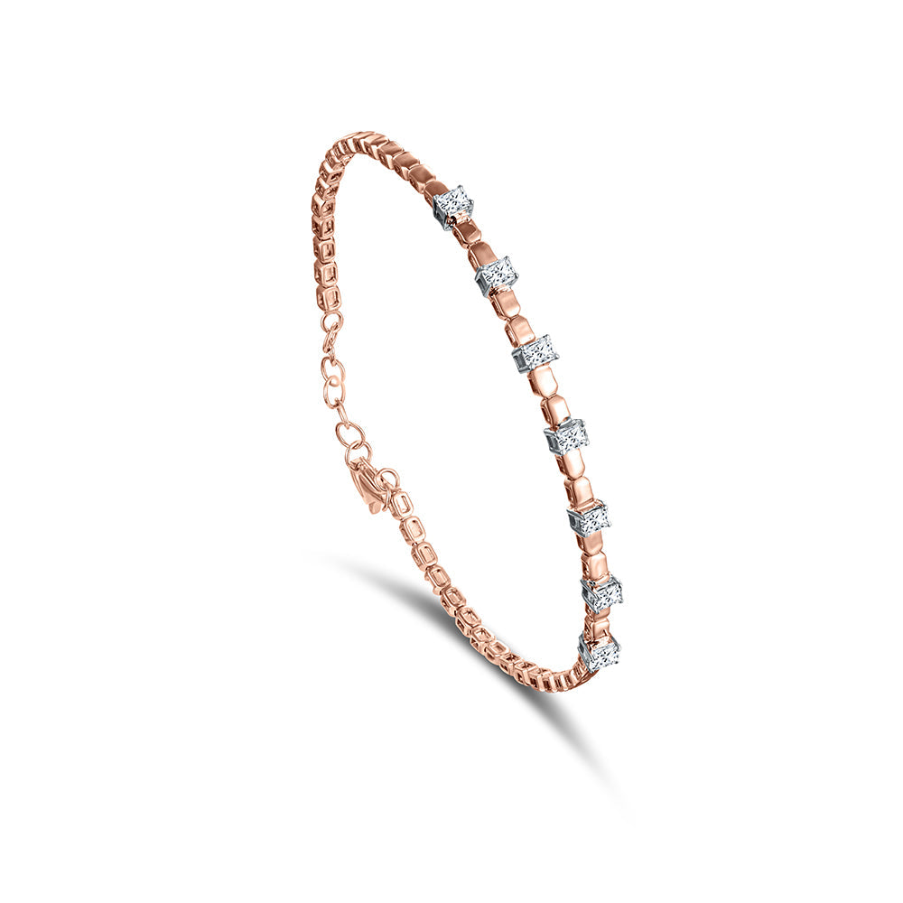 18K Rose gold Diamond Bangle - HB252