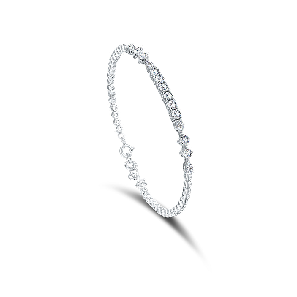 18K White gold Diamond Bangle - HB253