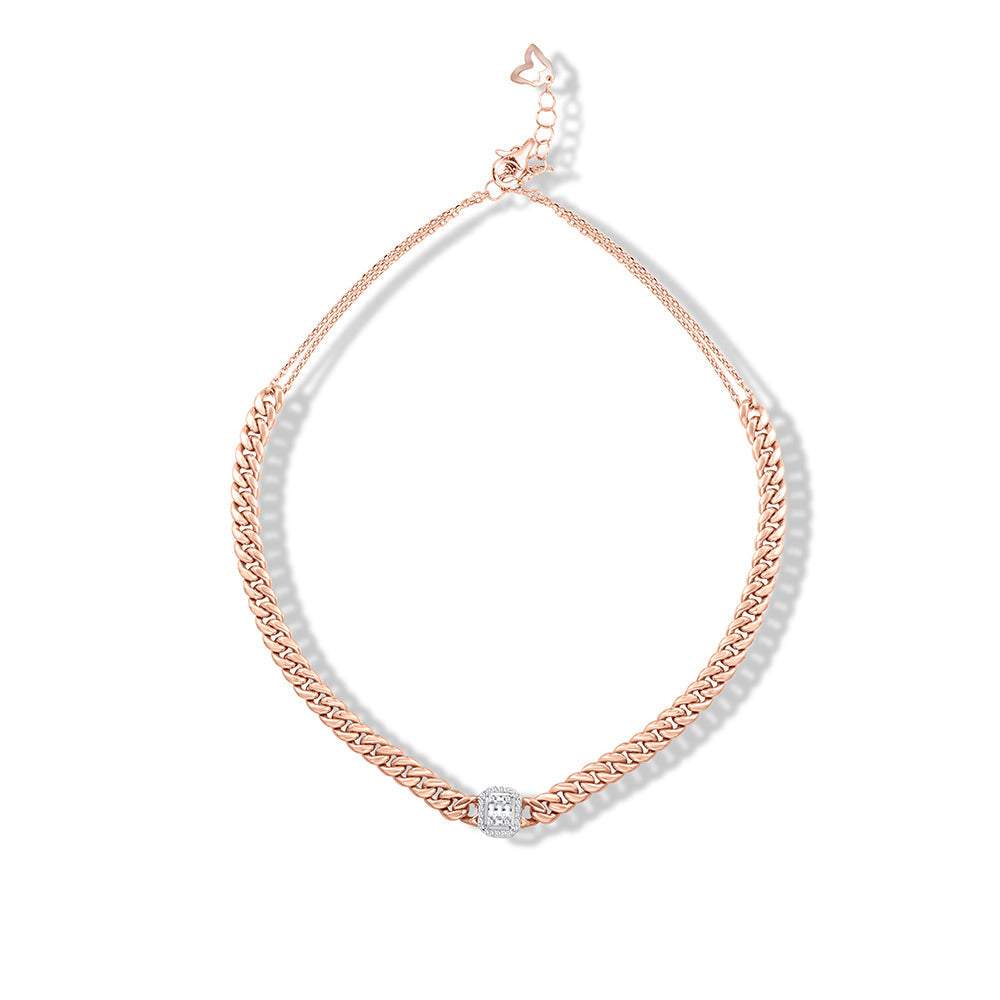 18K Rose gold Diamond Necklace - HN02