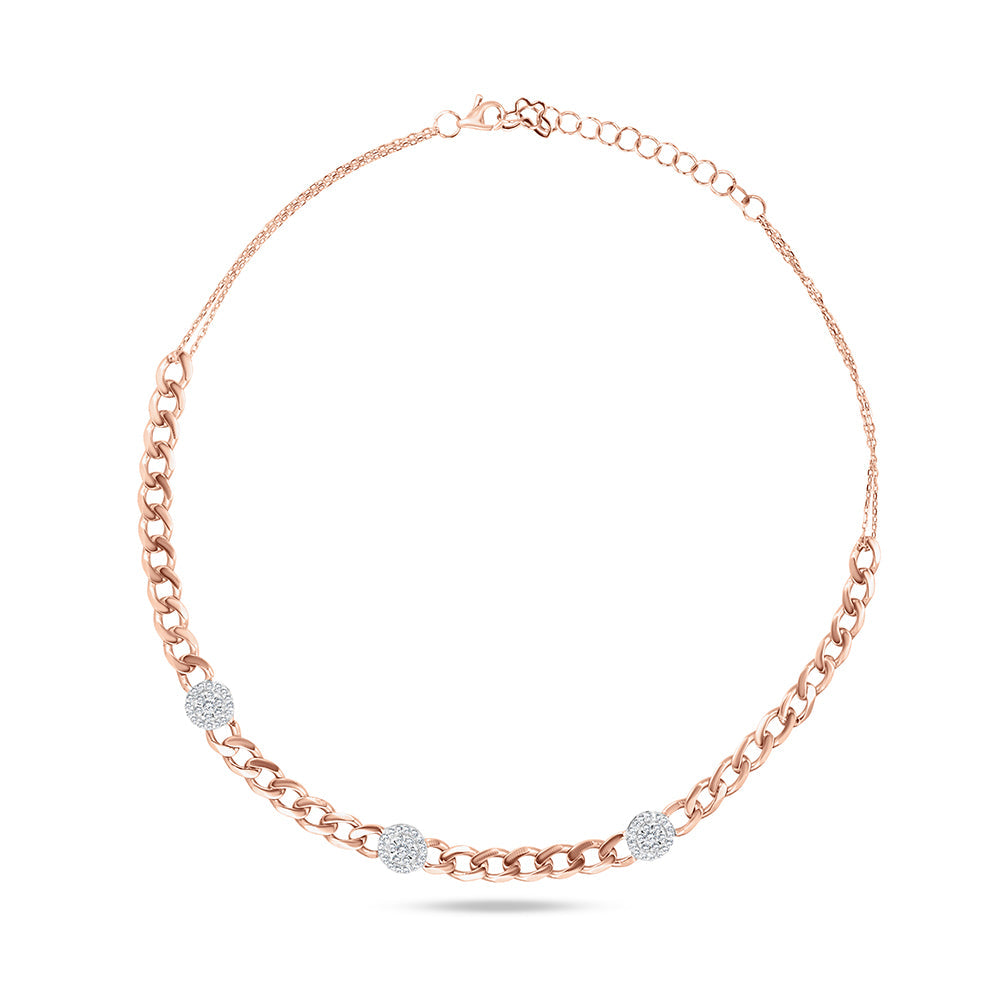 18K Rose gold Diamond Necklace - HN44