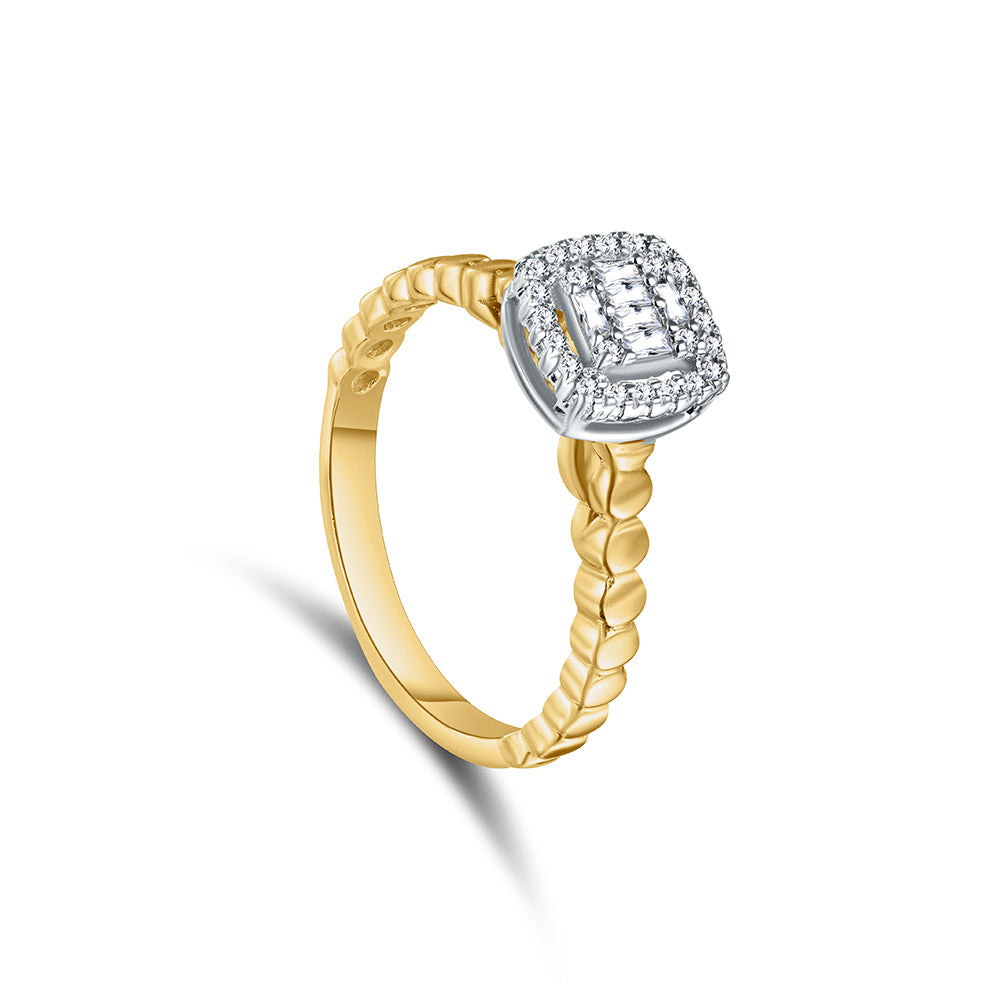 18K Yellow gold Diamond Ring - HR207