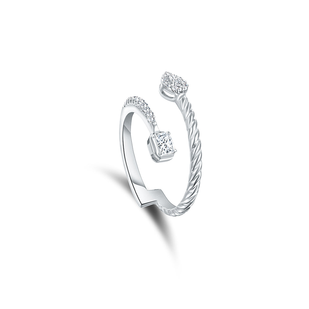 18K White gold Diamond Ring - HR219