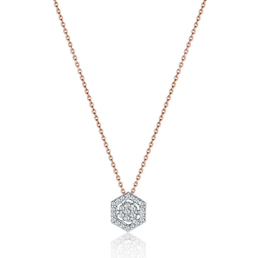 18K Rose gold Diamond Necklace - IP340