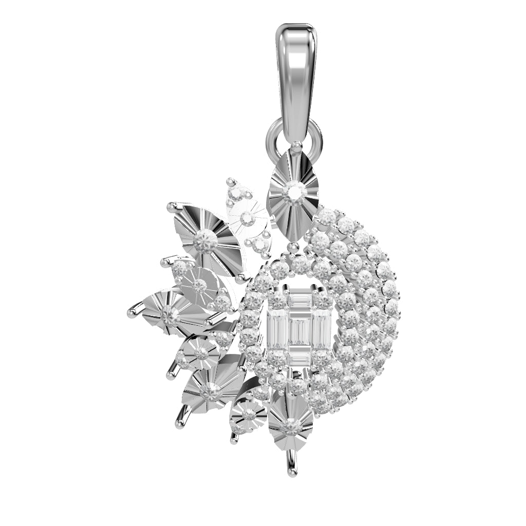 18K White gold Diamond Pendant 3D - E-P433SM